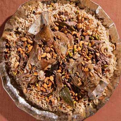 Mansaf Kharouf (Lamb on a Bed of Jewelled Rice) - Recipe by Karima Hazim Chatila & Sivine Tabbouch