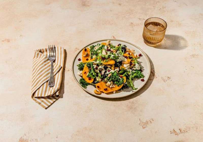 Maple Roasted Pumpkin Salad with Vegan Cashew Dressing