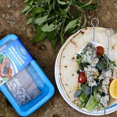 Native Aussie Herbed Barramundi Skewers - Recipe by Guy Turland and Mark Olive