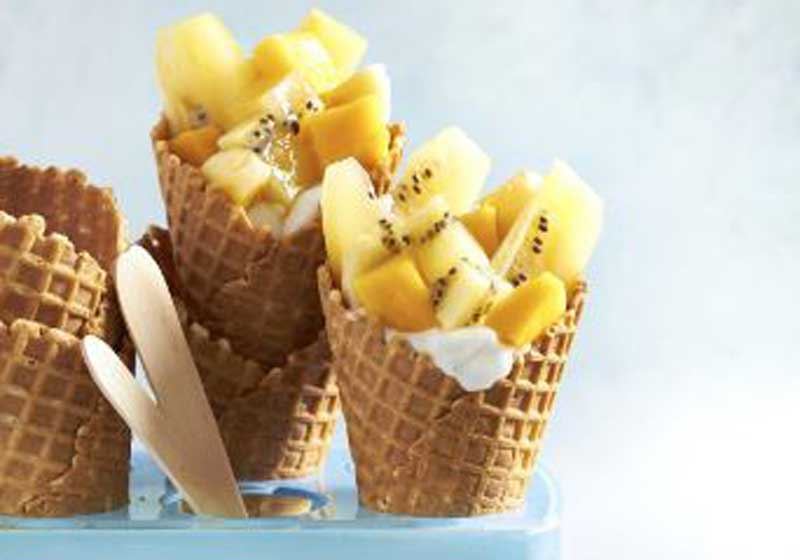 Zespri SunGold Kiwifruit Salad Waffle Cones