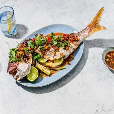 BBQ Whole Snapper with Maple, Lemongrass and Chilli Dressing