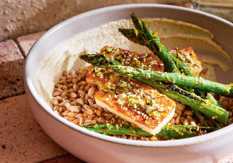 Paneer Bowls with Pistachio Dukkah and Asparagus - Recipe by Erin Alderson