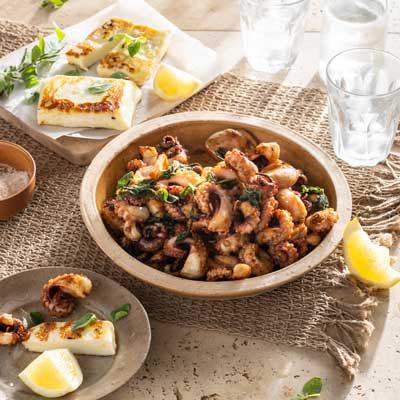 Barbequed Greek Octopus with Tomato Salad and Aioli - Recipe by Sydney Fish Market