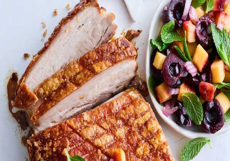 Five-spice Salted Pork Belly with Nectarine and Cherry Salsa