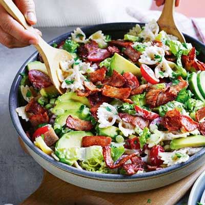 Creamy Bacon, Lettuce, Tomato and Avocado Pasta Salad