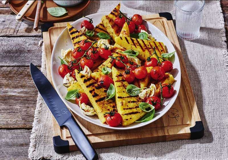 Polenta, Basil and Blistered Cherry Tomatoes