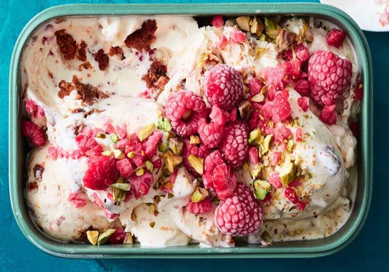 Raspberry and Christmas Pudding Ice Cream