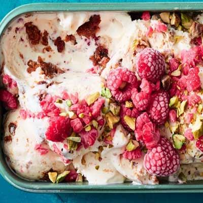 Raspberry and Christmas Pudding Ice Cream