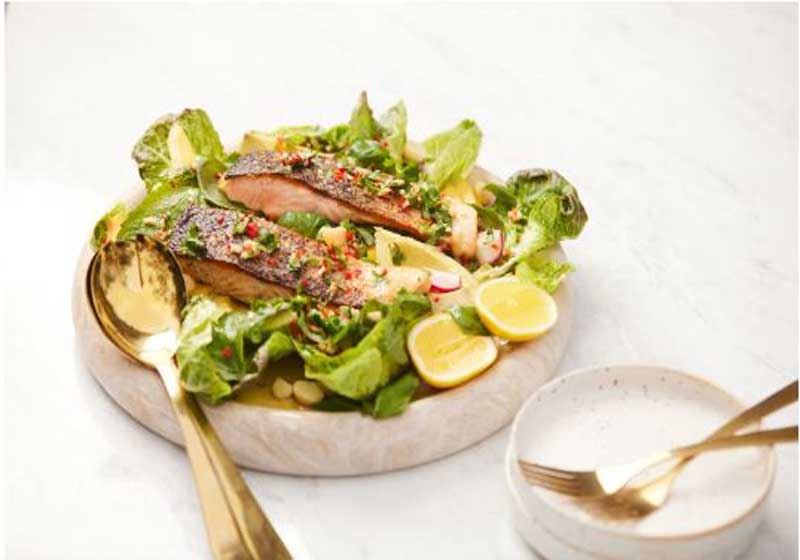 Crispy Skin Salmon Summer Salad with Avocado and Mango - Chef Recipe by Guy Turland