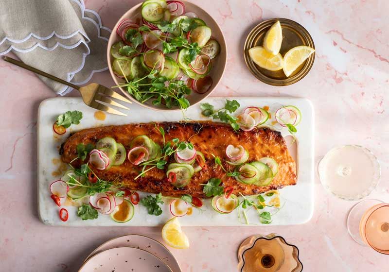 Miso Salmon, Cucumber, Radish and Fresh Herbs - Recipe by Wendy Quisimbing