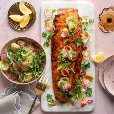 Miso Salmon, Cucumber, Radish and Fresh Herbs - Recipe by Wendy Quisimbing