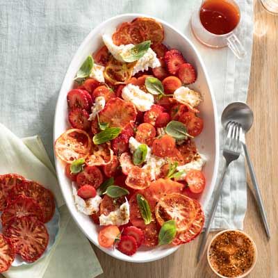 Tomato, Strawberry and Mint Salad with Dehydrated Tomato - Recipe by Nadia Fonoff