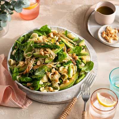 Orecchiette, Grilled Greens and Macadamia Nut Salad - Recipe by Janelle Holston