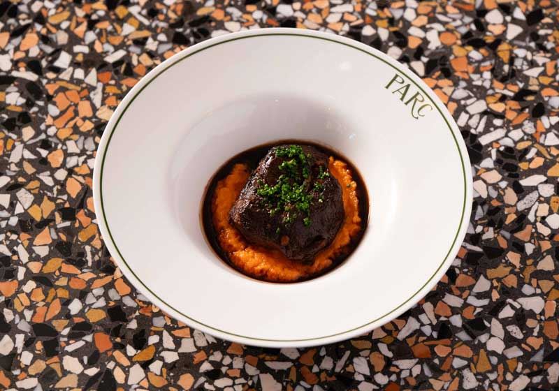 Beef Cheeks, Carrot Puree and Shiraz Jus - Chef Recipe by Francis Luzinier