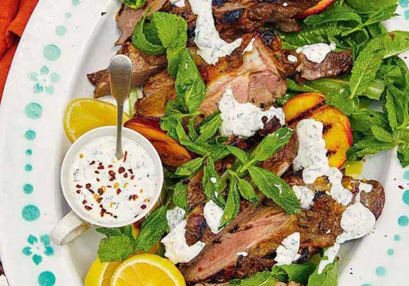 BBQ Lamb and Grilled Peach Salad