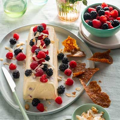 Lemon Semifreddo with Berries and Coconut Wafers - Recipe by Janelle Holston