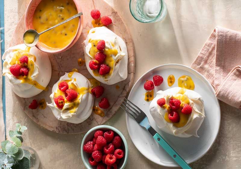 Individual Pavlovas with Passionfruit Curd and Raspberry Cream: Recipe by Bettina Jenkins