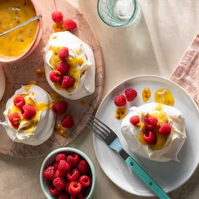 Individual Pavlovas with Passionfruit Curd and Raspberry Cream: Recipe by Bettina Jenkins