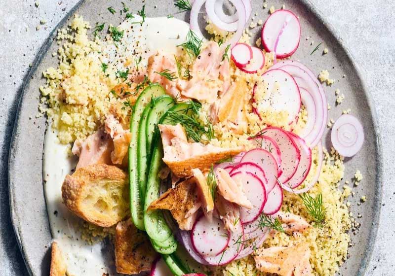 Salmon, Cucumber and Radish Couscous