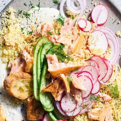 Salmon, Cucumber and Radish Couscous