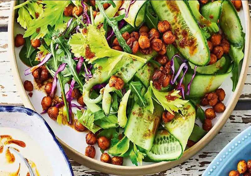 Chickpeas with Cucumber and Tahini