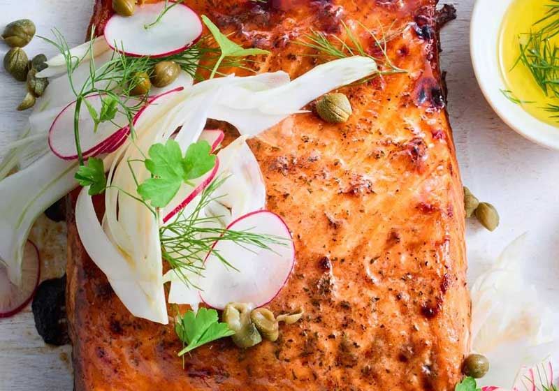 Lemon Myrtle and Honey Salmon Side with Shaved Fennel Salad