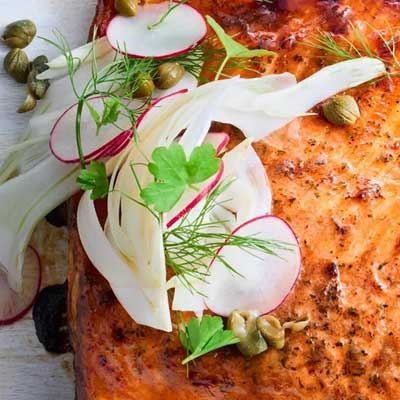 Lemon Myrtle and Honey Salmon Side with Shaved Fennel Salad