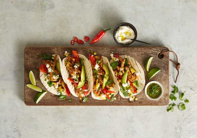 Chicken Tacos with Char-grilled Vegetables and Chimichurri Dressing