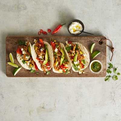 Chicken Tacos with Char-grilled Vegetables and Chimichurri Dressing