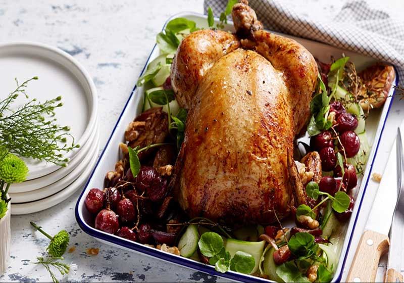 Roast Chicken, Caramelised Onion and Grapes