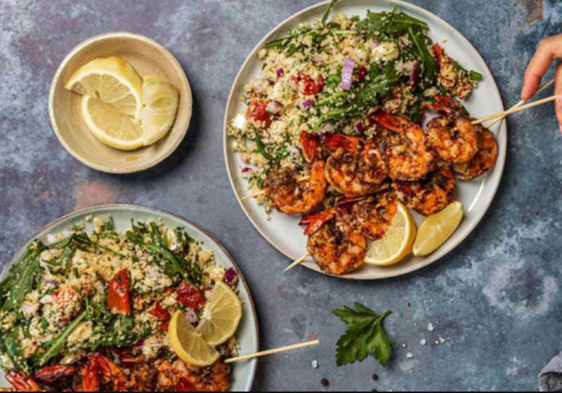 BBQ Prawn Skewers with Mediterranean Couscous