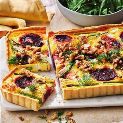 Beetroot, Asparagus and Feta Quiche