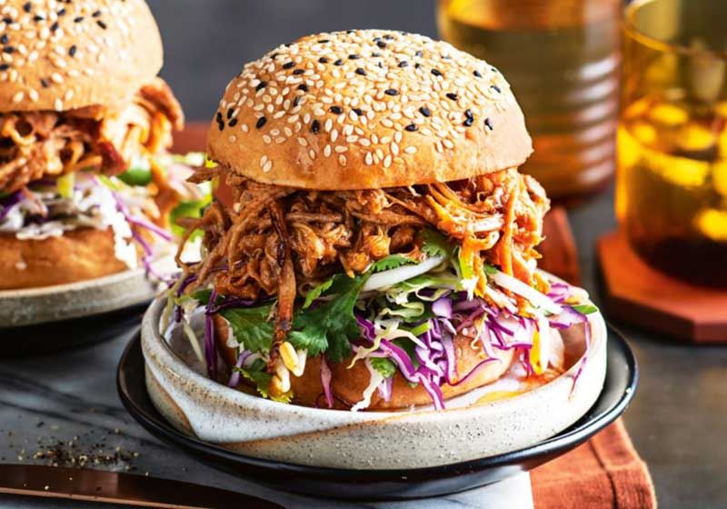 Chipotle Pulled Pork Burgers with Coleslaw