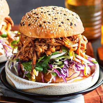 Chipotle Pulled Pork Burgers with Coleslaw