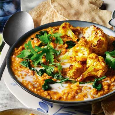 Red Lentil Dahl with Spiced Cauliflower