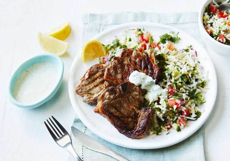 Barbeque Lamb Chops with Cauliflower Tabouli