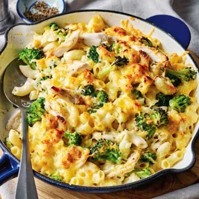 Chicken Macaroni and Cheese with Broccoli and Cauliflower