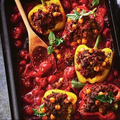 Spiced Lamb and Stuffed Capsicums