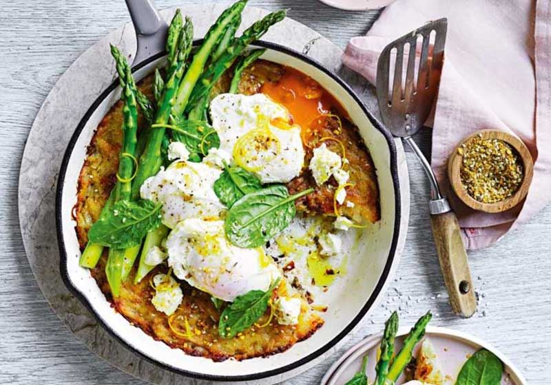 Potato Rosti, Asparagus, Spinach and Poached Eggs