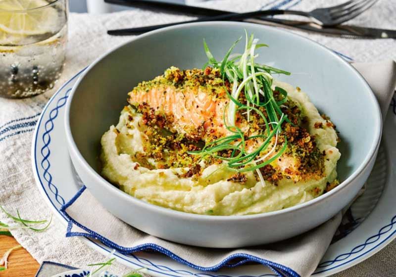 Herbed Salmon, Cauliflower and Parsnip Mash