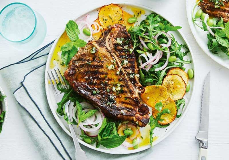 Herb Buttered Steak, Pickled Onion and Swede Salad