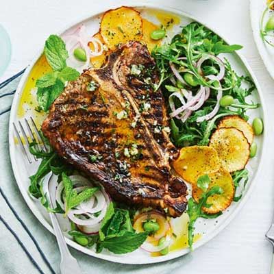 Herb Buttered Steak, Pickled Onion and Swede Salad