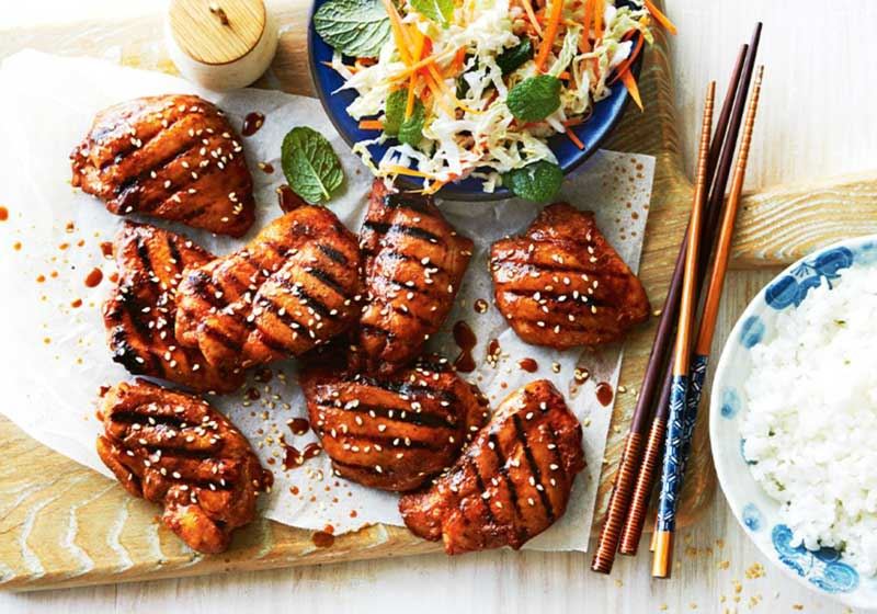 Korean Chicken with Pickled Cabbage Salad