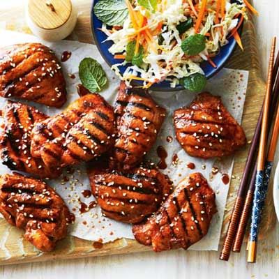 Korean Chicken with Pickled Cabbage Salad