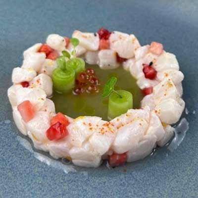 Kingfish Ceviche with Pickled Strawberry - Chef Recipe by Jigs Liwanag