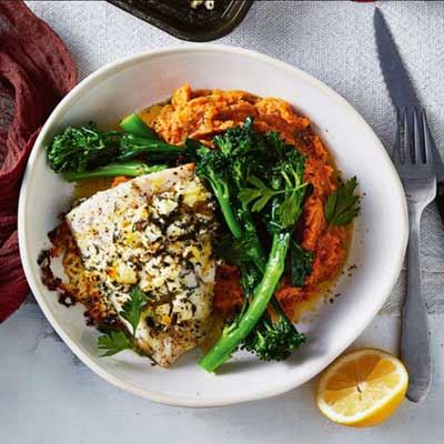 Lemon Myrtle Barramundi with Sweet Potato Mash