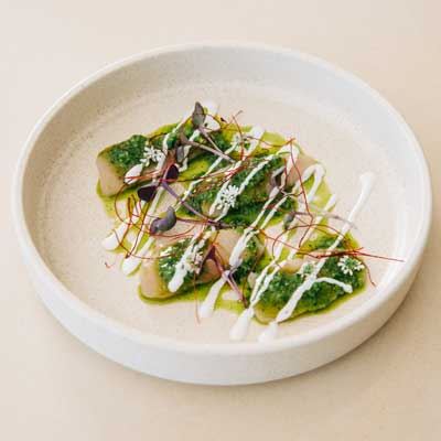 Kingfish Crudo, Green Chilli Zhoug and Coconut - Chef Recipe by Jono Sweet