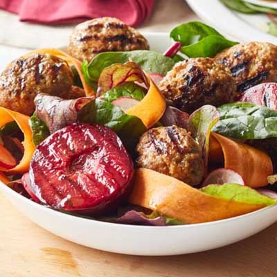 Warm Pork and Plum Salad with Maple Vinaigrette