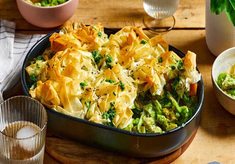 Healthy Chicken, Pumpkin and Spinach Pesto Pie