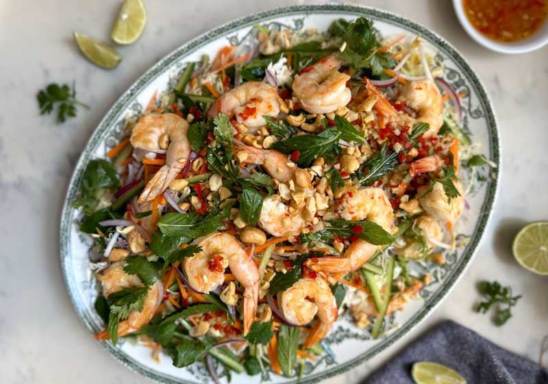 Wild Prawn and Cashew Rice Noodle Salad - Recipe by Courtney Roulston
